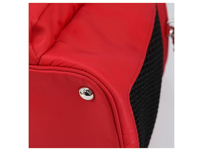 PRADA Pet Bag Pet Carry Nylon 2way Red Silver Auth 170756SAM Silvery - view 12