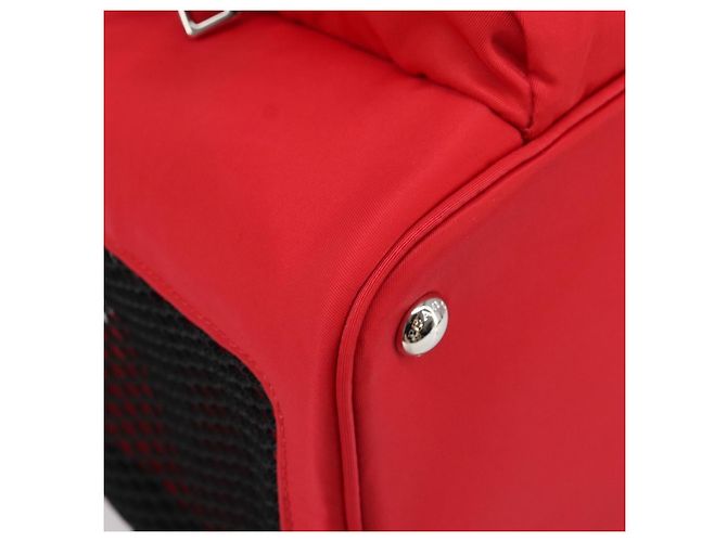 PRADA Pet Bag Pet Carry Nylon 2way Red Silver Auth 170756SAM Silvery - view 13