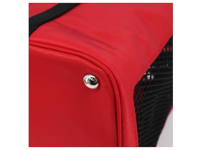 PRADA Pet Bag Pet Carry Nylon 2way Red Silver Auth 170756SAM Silvery - view 14
