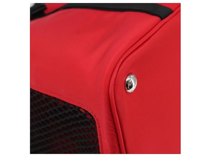 PRADA Pet Bag Pet Carry Nylon 2way Red Silver Auth 170756SAM Silvery - view 15