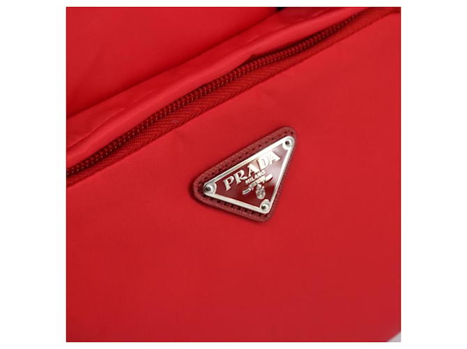 PRADA Pet Bag Pet Carry Nylon 2way Red Silver Auth 170756SAM Silvery - view 16