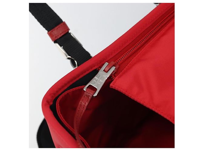 PRADA Pet Bag Pet Carry Nylon 2way Red Silver Auth 170756SAM Silvery - view 17