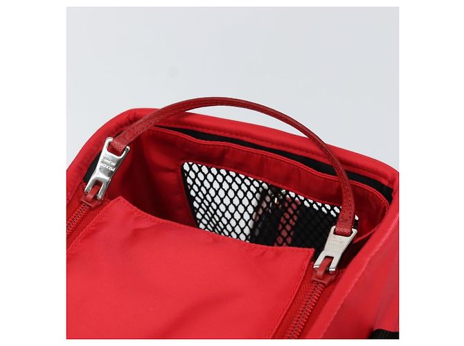 PRADA Pet Bag Pet Carry Nylon 2way Red Silver Auth 170756SAM Silvery - view 18