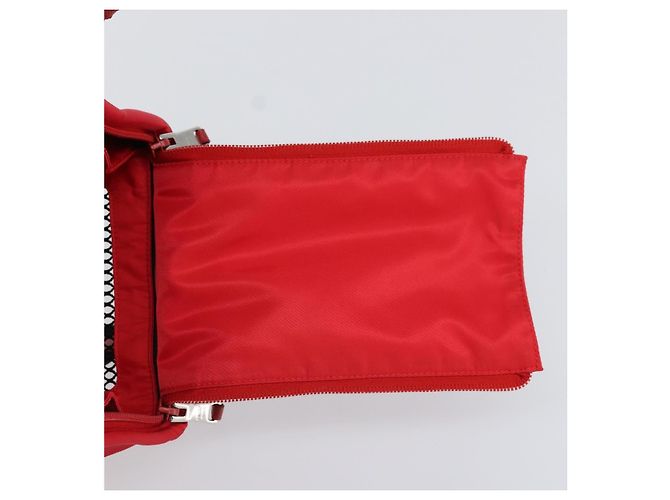 PRADA Pet Bag Pet Carry Nylon 2way Red Silver Auth 170756SAM Silvery - view 19