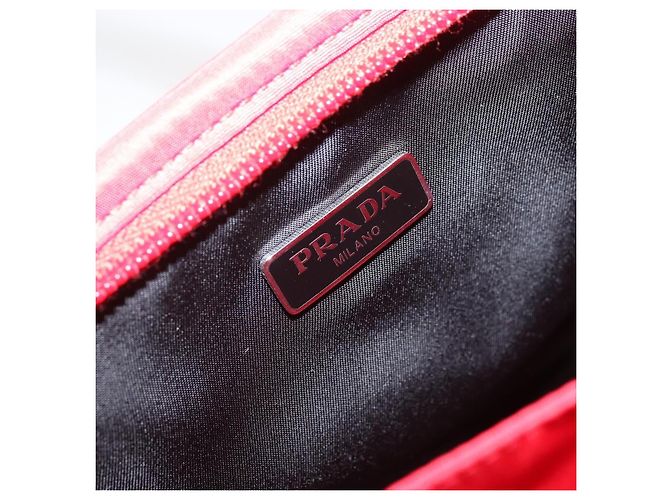 PRADA Pet Bag Pet Carry Nylon 2way Red Silver Auth 170756SAM Silvery - view 20
