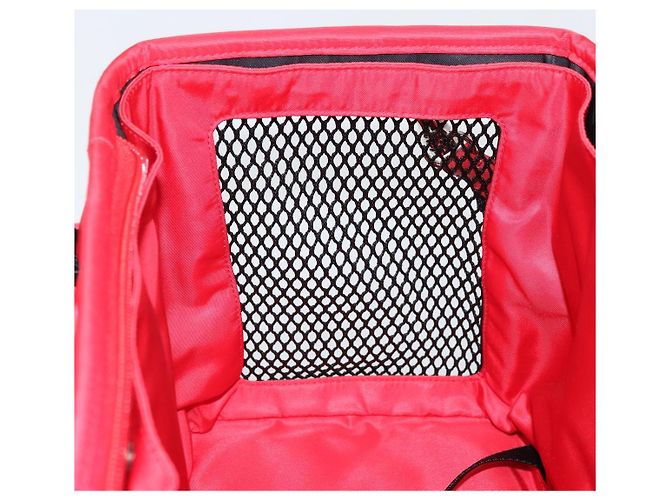 PRADA Pet Bag Pet Carry Nylon 2way Red Silver Auth 170756SAM Silvery - view 26