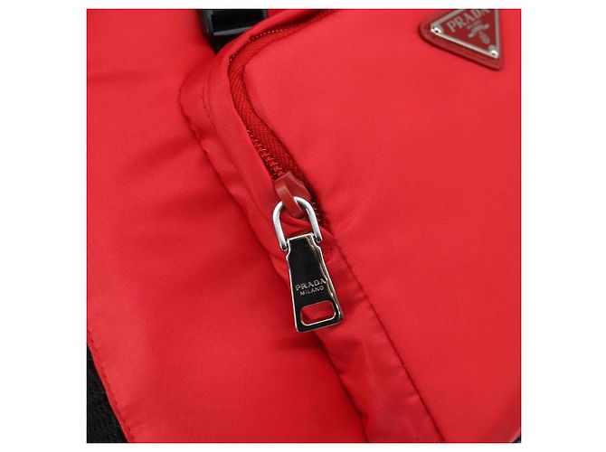 PRADA Pet Bag Pet Carry Nylon 2way Red Silver Auth 170756SAM Silvery - view 27
