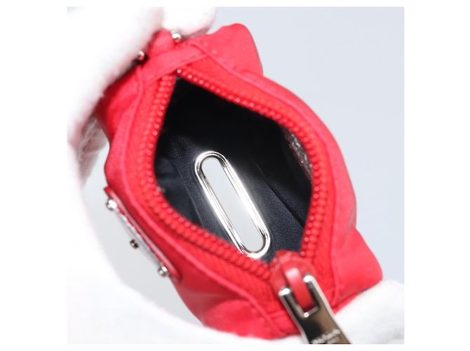 PRADA Pet Bag Pet Carry Nylon 2way Red Silver Auth 170756SAM Silvery - view 33