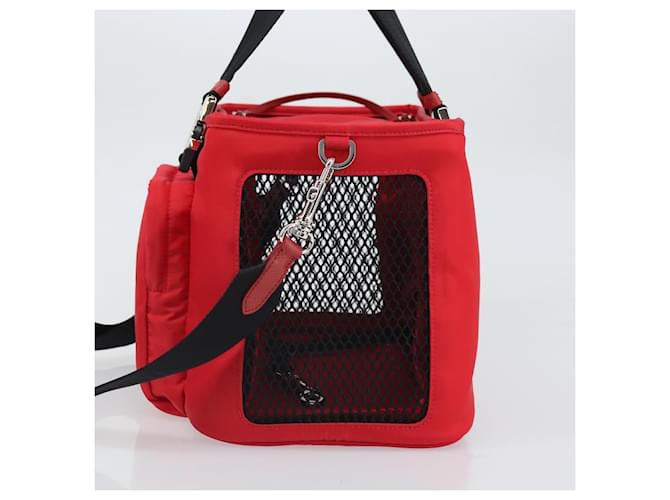 PRADA Pet Bag Pet Carry Nylon 2way Red Silver Auth 170756SAM Silvery - view 4