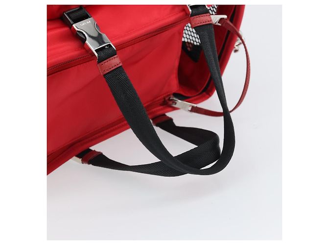 PRADA Pet Bag Pet Carry Nylon 2way Red Silver Auth 170756SAM Silvery - view 7