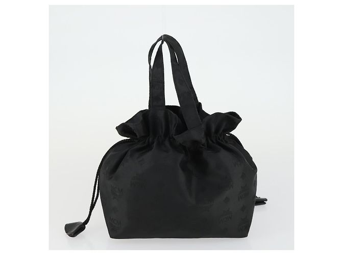 Borsa Tote MCM Chanel Hermes in Tela 3 Pezzi Beige Nero Blu Navy Auth BA10583 - vista 17