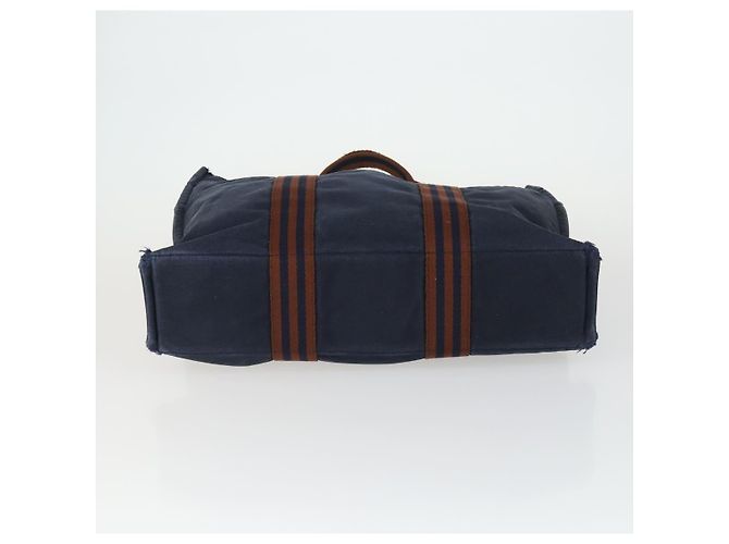 Borsa Tote MCM Chanel Hermes in Tela 3 Pezzi Beige Nero Blu Navy Auth BA10583 - vista 7