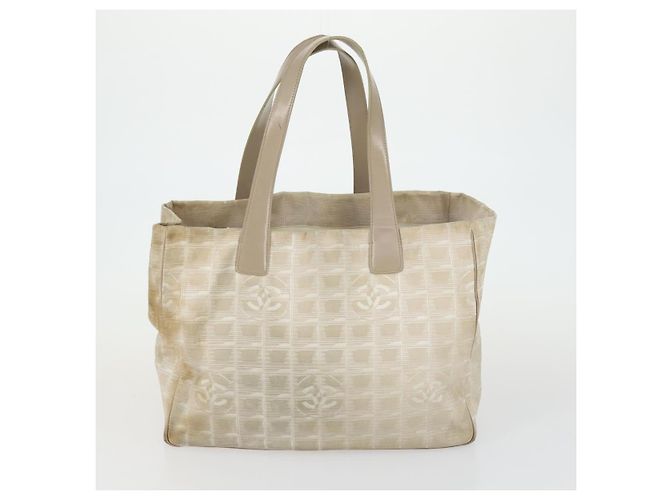 Borsa Tote MCM Chanel Hermes in Tela 3 Pezzi Beige Nero Blu Navy Auth BA10583 - vista 9