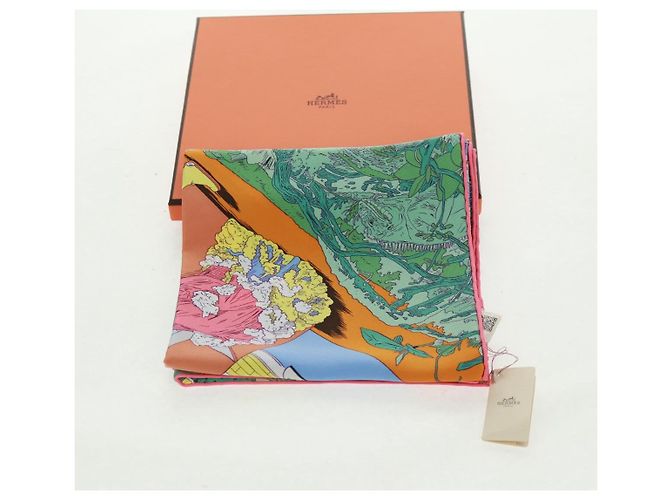 Hermès Foulard HERMES Carre 70 ""Rendez Vous Galant"" in seta multicolore Auth 169638M - vista 15