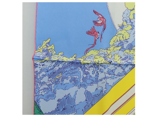 Hermès Foulard HERMES Carre 70 ""Rendez Vous Galant"" in seta multicolore Auth 169638M - vista 5