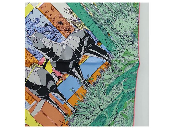 Hermès Foulard HERMES Carre 70 ""Rendez Vous Galant"" in seta multicolore Auth 169638M - vista 7