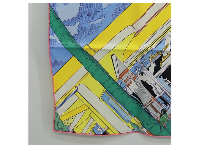 Hermès Foulard HERMES Carre 70 ""Rendez Vous Galant"" in seta multicolore Auth 169638M - vista 8