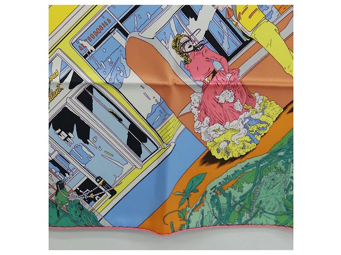 Hermès Foulard HERMES Carre 70 ""Rendez Vous Galant"" in seta multicolore Auth 169638M - vista 9