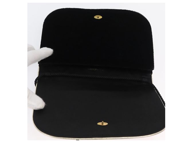 Saint Laurent Borsa a Spalla Velluto Nero Oro Auth BA10655 D'oro - vista 15