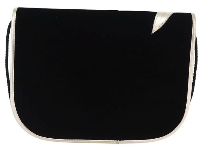 Saint Laurent Borsa a Spalla Velluto Nero Oro Auth BA10655 D'oro - vista 3