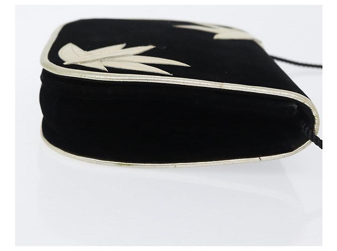 Saint Laurent Borsa a Spalla Velluto Nero Oro Auth BA10655 D'oro - vista 4