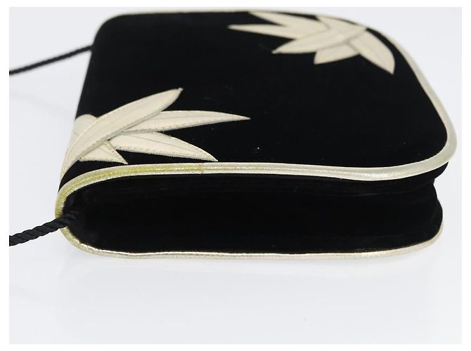 Saint Laurent Borsa a Spalla Velluto Nero Oro Auth BA10655 D'oro - vista 5