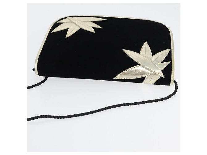Saint Laurent Borsa a Spalla Velluto Nero Oro Auth BA10655 D'oro - vista 7