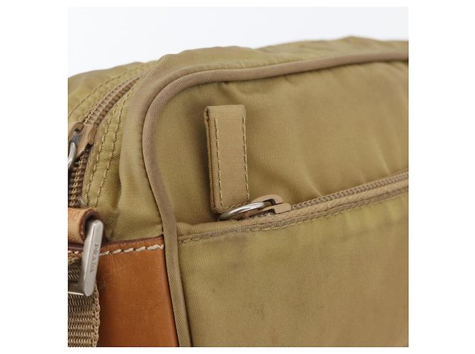 PRADA Schultertasche Nylon Beige Silber Authentisch bs33242 - Ansicht 15