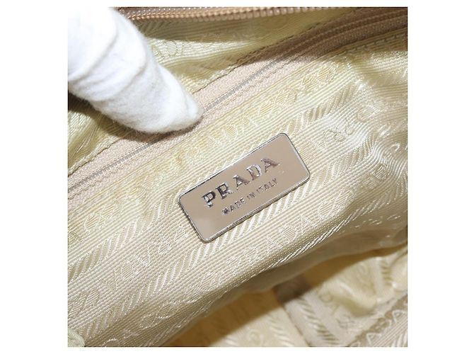 PRADA Schultertasche Nylon Beige Silber Authentisch bs33242 - Ansicht 17