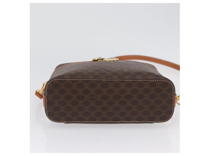 Céline Borsa Vanity Circolare in Tela Macadam CELINE in Pelle PVC 2 vie Marrone Oro Auth ep13087 D'oro - vista 11