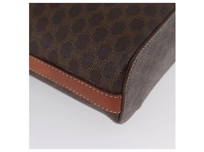 Céline Borsa Vanity Circolare in Tela Macadam CELINE in Pelle PVC 2 vie Marrone Oro Auth ep13087 D'oro - vista 12