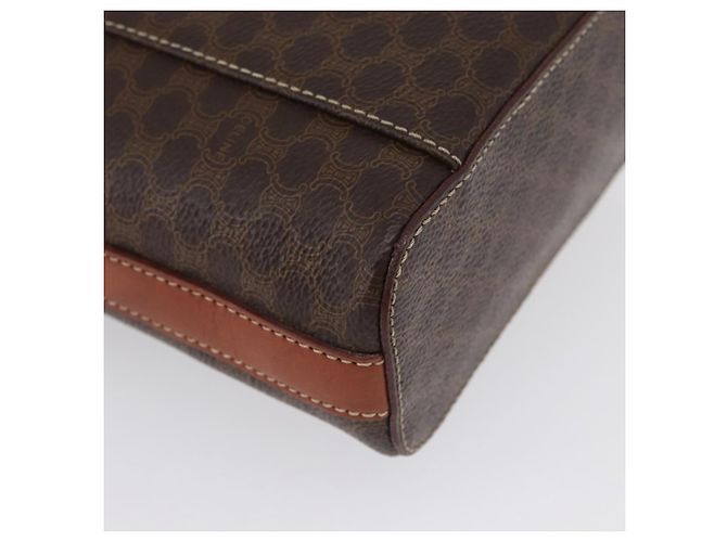 Céline Borsa Vanity Circolare in Tela Macadam CELINE in Pelle PVC 2 vie Marrone Oro Auth ep13087 D'oro - vista 14
