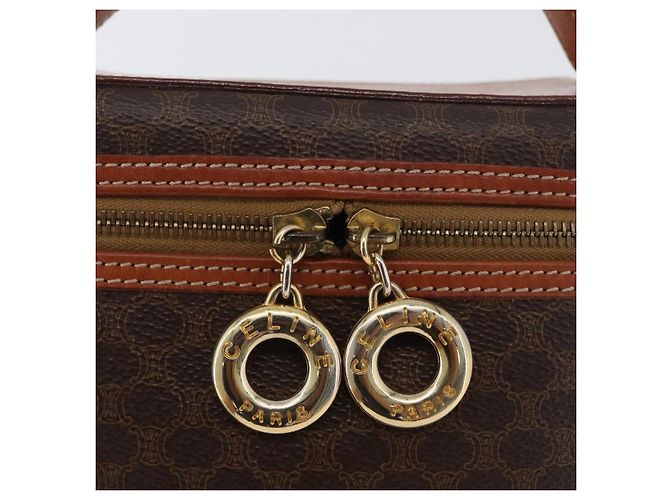Céline Borsa Vanity Circolare in Tela Macadam CELINE in Pelle PVC 2 vie Marrone Oro Auth ep13087 D'oro - vista 16