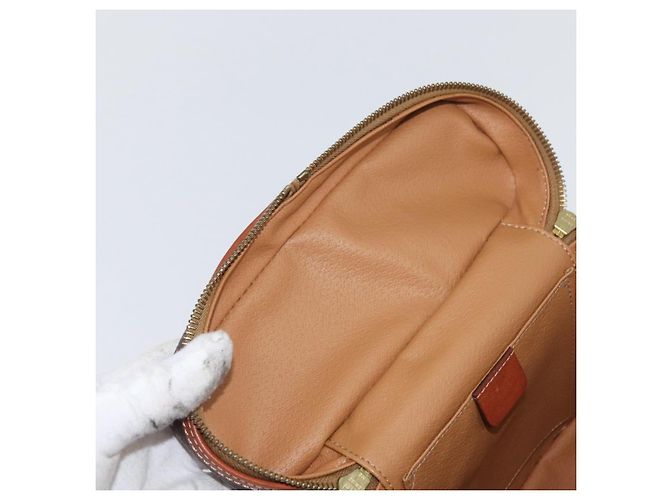 Céline Borsa Vanity Circolare in Tela Macadam CELINE in Pelle PVC 2 vie Marrone Oro Auth ep13087 D'oro - vista 17