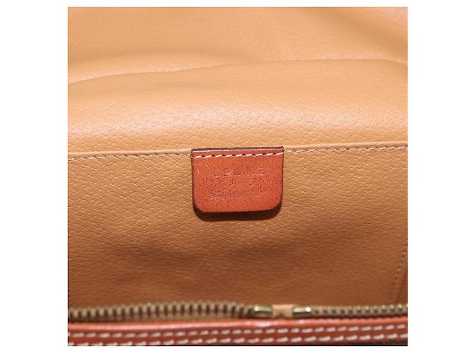 Céline Borsa Vanity Circolare in Tela Macadam CELINE in Pelle PVC 2 vie Marrone Oro Auth ep13087 D'oro - vista 18