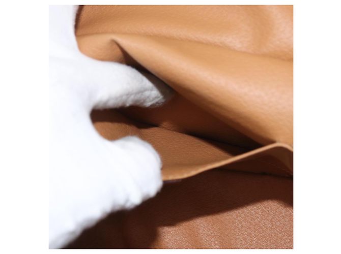 Céline Borsa Vanity Circolare in Tela Macadam CELINE in Pelle PVC 2 vie Marrone Oro Auth ep13087 D'oro - vista 22