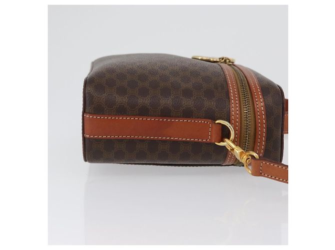 Céline Borsa Vanity Circolare in Tela Macadam CELINE in Pelle PVC 2 vie Marrone Oro Auth ep13087 D'oro - vista 4