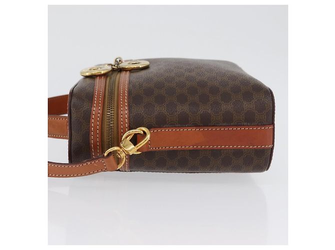 Céline Borsa Vanity Circolare in Tela Macadam CELINE in Pelle PVC 2 vie Marrone Oro Auth ep13087 D'oro - vista 5