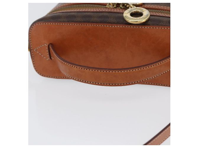 Céline Borsa Vanity Circolare in Tela Macadam CELINE in Pelle PVC 2 vie Marrone Oro Auth ep13087 D'oro - vista 7