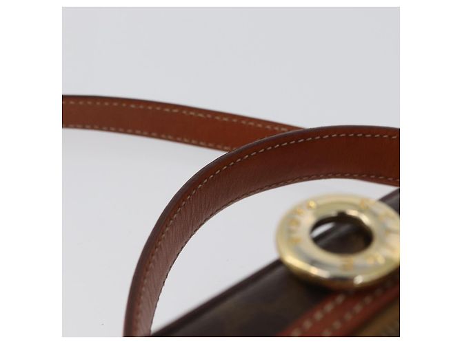 Céline Borsa Vanity Circolare in Tela Macadam CELINE in Pelle PVC 2 vie Marrone Oro Auth ep13087 D'oro - vista 8
