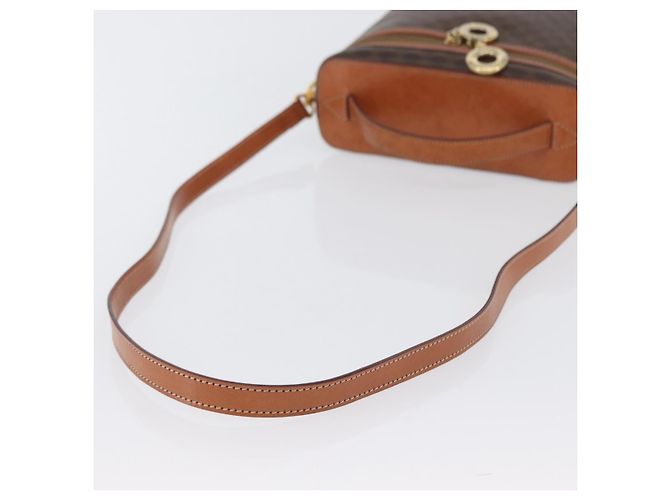 Céline Borsa Vanity Circolare in Tela Macadam CELINE in Pelle PVC 2 vie Marrone Oro Auth ep13087 D'oro - vista 9