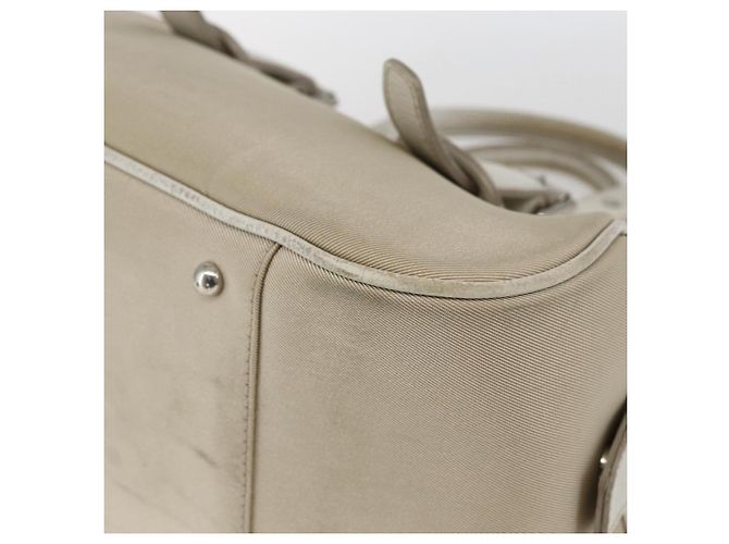 Bolsa de mão em lona bege com estampa Nova Check Burberry prata autêntica BA10799 - vista 10