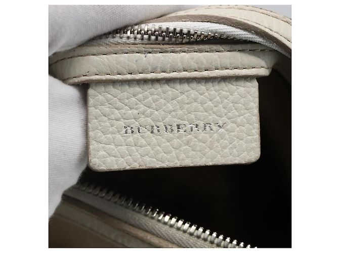 Bolsa de mão em lona bege com estampa Nova Check Burberry prata autêntica BA10799 - vista 15