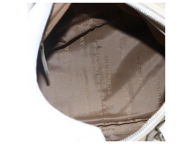 Bolsa de mão em lona bege com estampa Nova Check Burberry prata autêntica BA10799 - vista 16