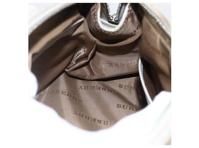 Bolsa de mão em lona bege com estampa Nova Check Burberry prata autêntica BA10799 - vista 17