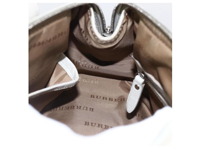 Bolsa de mão em lona bege com estampa Nova Check Burberry prata autêntica BA10799 - vista 18