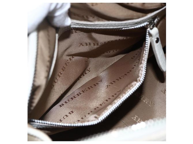 Bolsa de mão em lona bege com estampa Nova Check Burberry prata autêntica BA10799 - vista 19