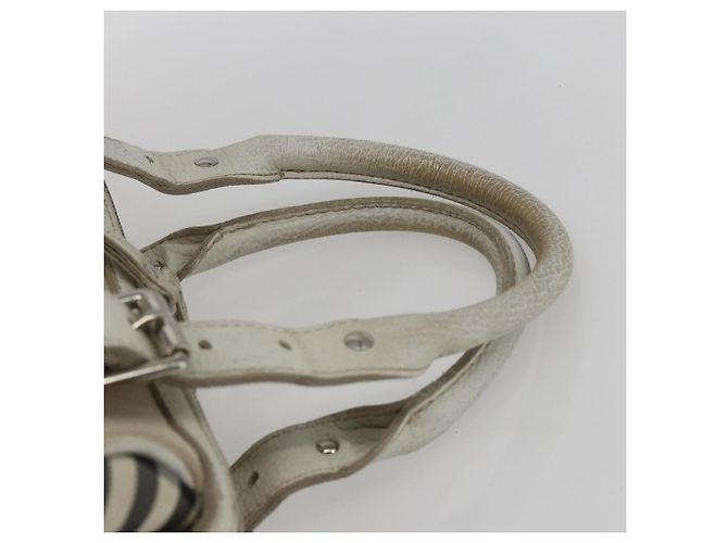 Bolsa de mão em lona bege com estampa Nova Check Burberry prata autêntica BA10799 - vista 8