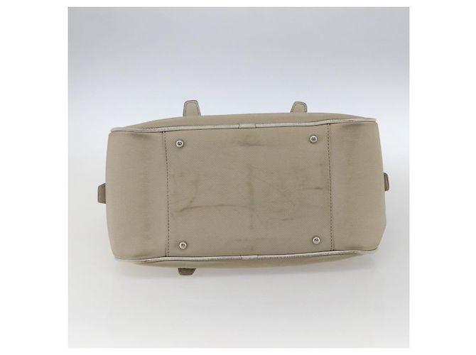Bolsa de mão em lona bege com estampa Nova Check Burberry prata autêntica BA10799 - vista 9