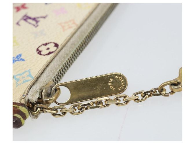 LOUIS VUITTON Monogramm Multicolor Pochette Cles Tasche Weiß M92655 Auth 169794 - Ansicht 9